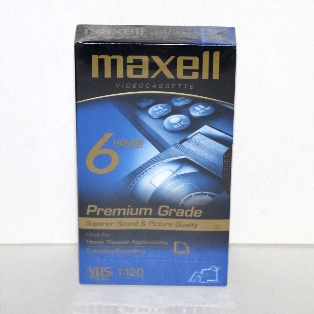 1 Maxell VHS Blank Tape T-120 6 hours Premium Grade NEW Sealed